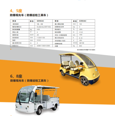 4-5座防爆电动观光车防爆巡检工具车